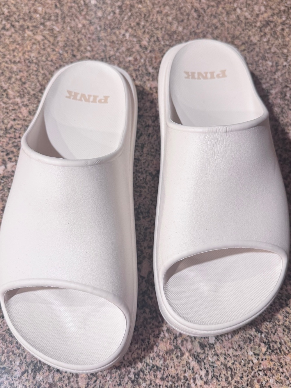 PINK Victoria's Secret Cream White Slide Mules